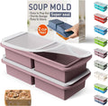 Silicone Freezer Tray with Lid Soup Freezer Container Molds with Steel by Socisen