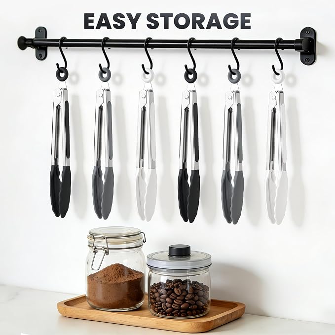 7-Inch Silicone Tongs Pack of 6, Small Stainless Steel Tongs - Image 6