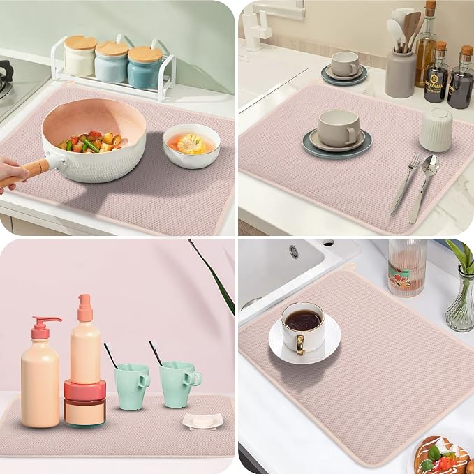 GeeRic Microfiber Dish Drying Mat Happy New Year, Super Absorbent Kitchen Dish - Image 5