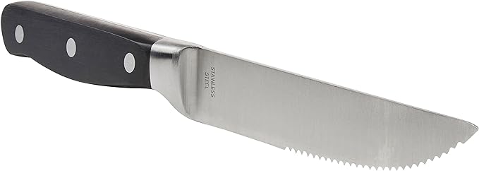 Amazon Basics 8-Piece Full Tang Stainless Steel Serrated Steak Knife Set - Image 3