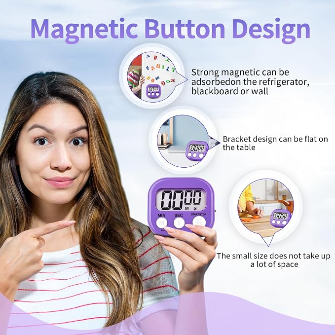 2 Pack Pack Digital Kitchen Timer Magnetic Digital Timer - Image 5