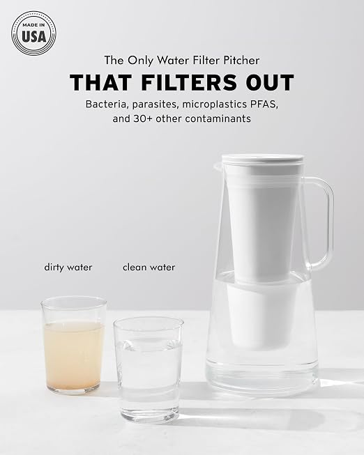 LifeStraw Home Pitcher BPA Free Plastic 7 Cup Stormy Blue - Image 2