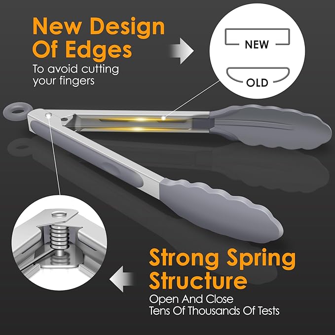 HOTEC Premium Stainless Steel Locking Kitchen Tongs - Image 7