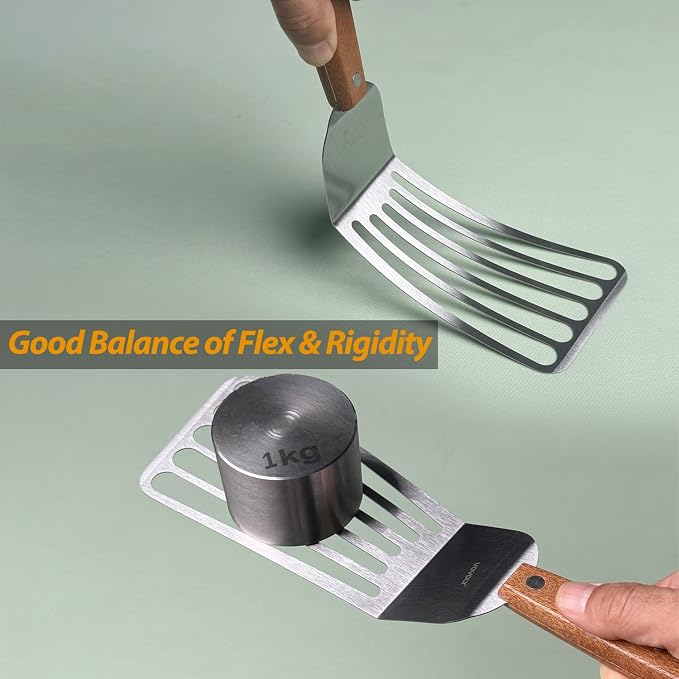 2 Pack Offset Fish Spatula Turner, Stainless Steel Slotted Spatulas - Image 7