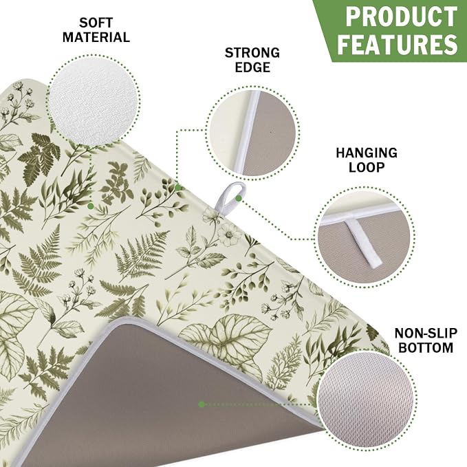 Vintage Botanical Floral Dish Drying Mat - Image 3
