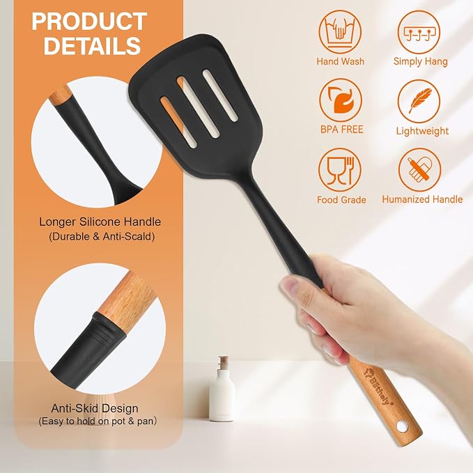 Large Silicone Kitchen Utensils Set, Heat Resistant and BPA Free Silicone - Image 3