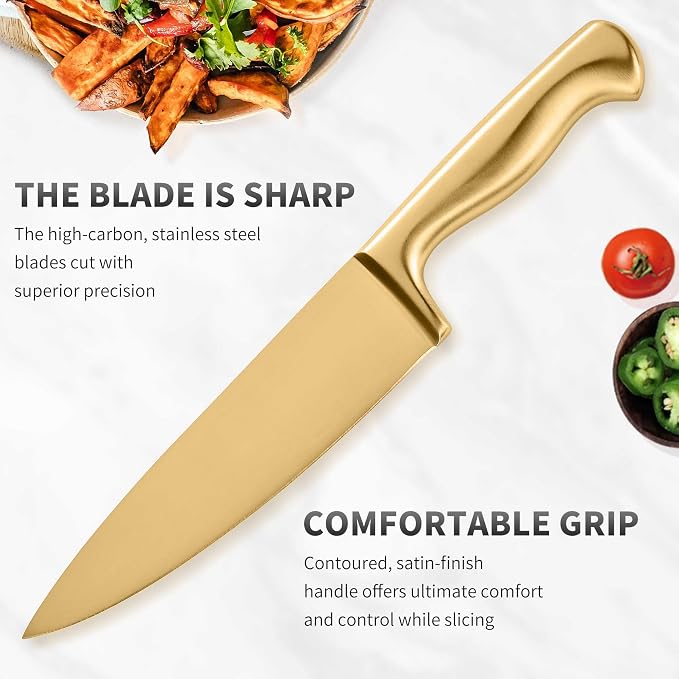 15-Piece Gold Kitchen Knife Block Set - Image 4