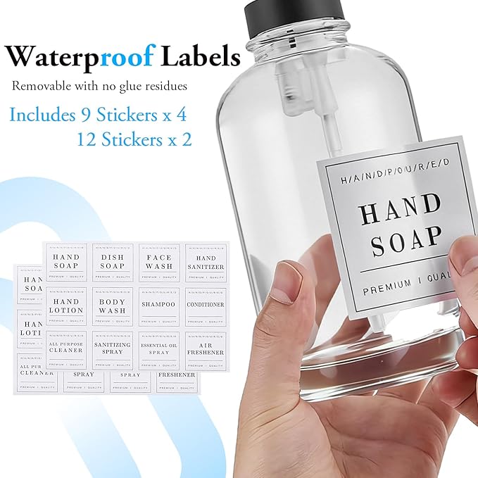 Glass Soap Dispenser with Pump, Countertop Soap and Lotion Dispenser Set of 2 - Image 6