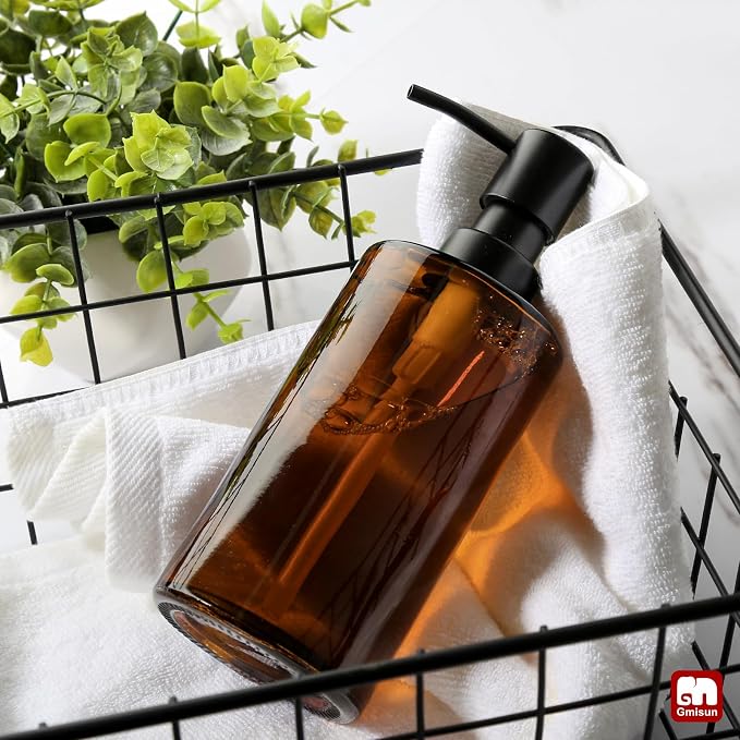 GMISUN Amber Glass Soap Dispenser, Hand Soap Dispenser - Image 6