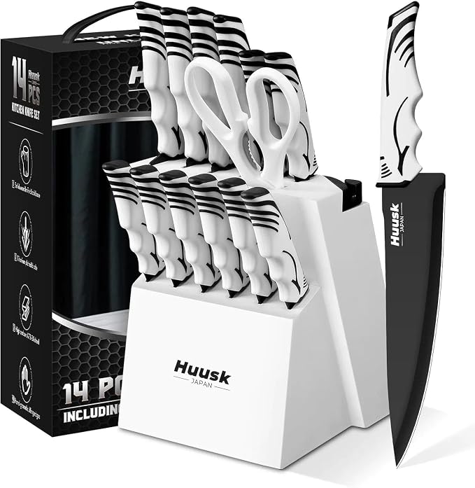 Huusk Knife Block Set with Sharpener by HuuskKnife