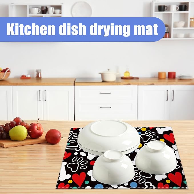 Dog Paw Bone Dish Drying Mat for Kitchen Counter Drying Pad Absorbent - Image 6