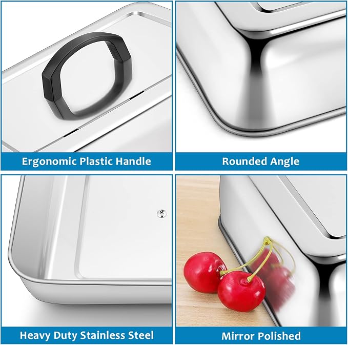 2PCS Rectangular Basting Cover, HaSteeL Stainless Steel Cheese Melting Dome - Image 2