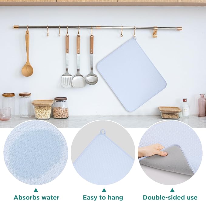 GeeRic 12 * 16 inch Microfiber Dish Drying Mat, Superb Absorbent Kitchen Dish - Image 3