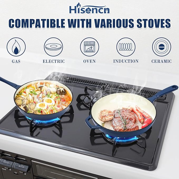 Hisencn Enameled Cast Iron Skillet Set - Image 4