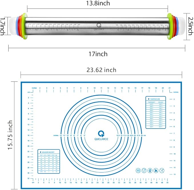 Rolling Pin and Pastry Baking Mat Set, Rolling Pins - Image 6
