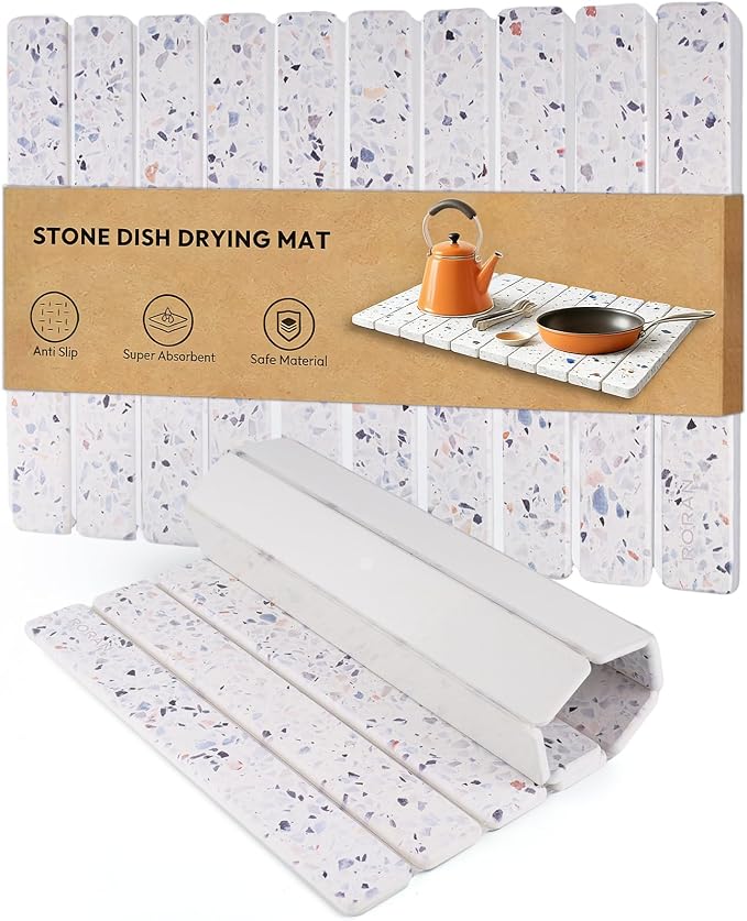 Stone Drying Mat for Kitchen Counter, 24 x 16 inches, Fast Drying Collapsible by Unknown
