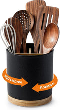 LoeJan 3 Compartment Utensil Holder, Extra Large Utensil Crock, Stable Ceramic by LoeJan