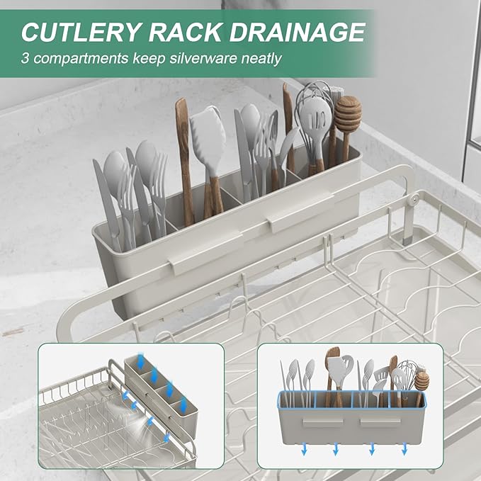 Dish Drying Rack, Dish Racks for Kitchen Counter, Metal Dish Drainer - Image 4