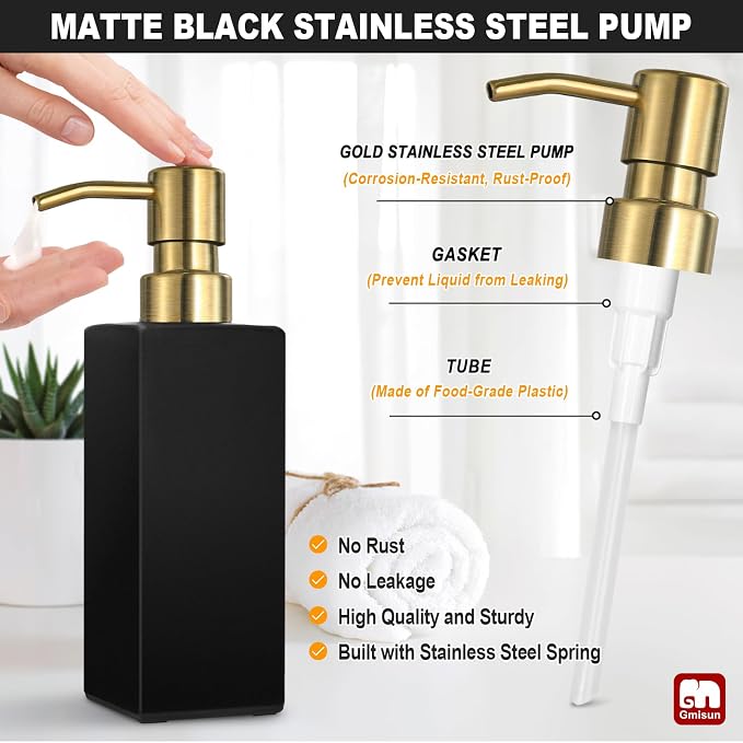 GMISUN Gold Soap Dispenser, Hand and Dish Soap Dispensers Set - Image 3