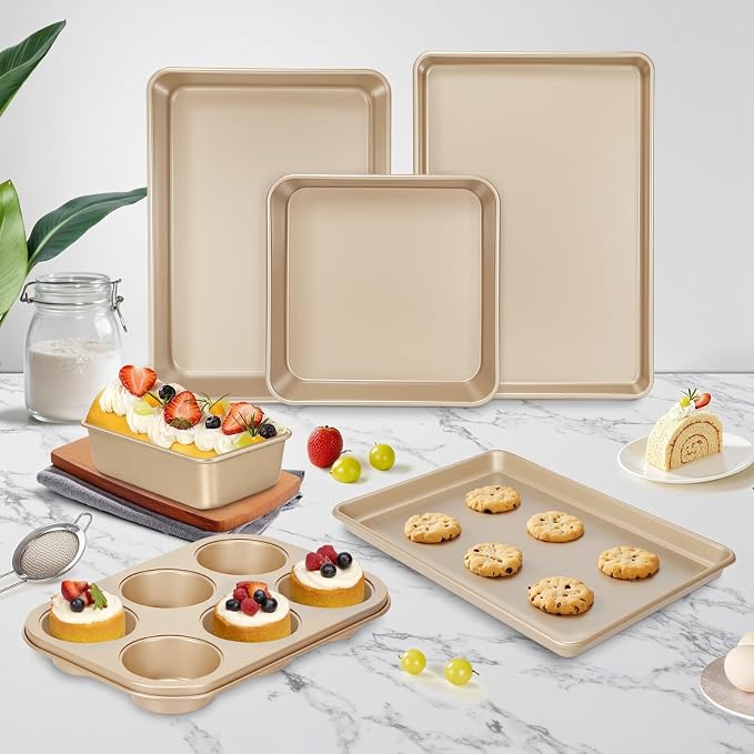 Baking Pans Set, Nonstick Stackable Bakeware Sets, Oven Pans - Image 7
