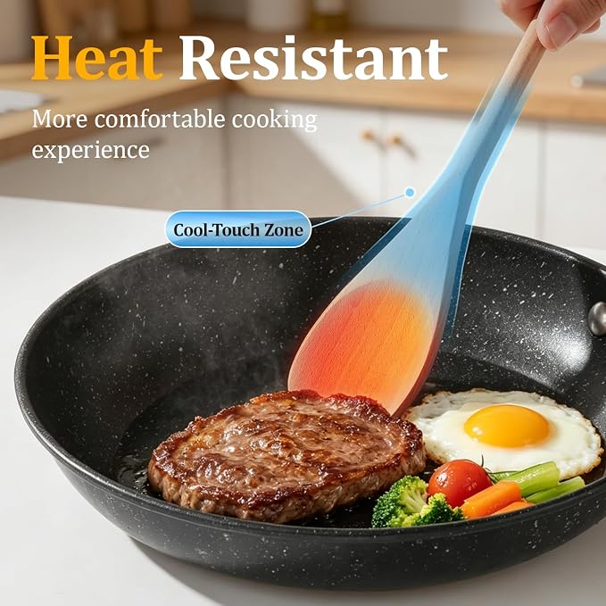 Cooking Wooden Spoons, MORGLES 10-Inch Serving Spoons - Image 5