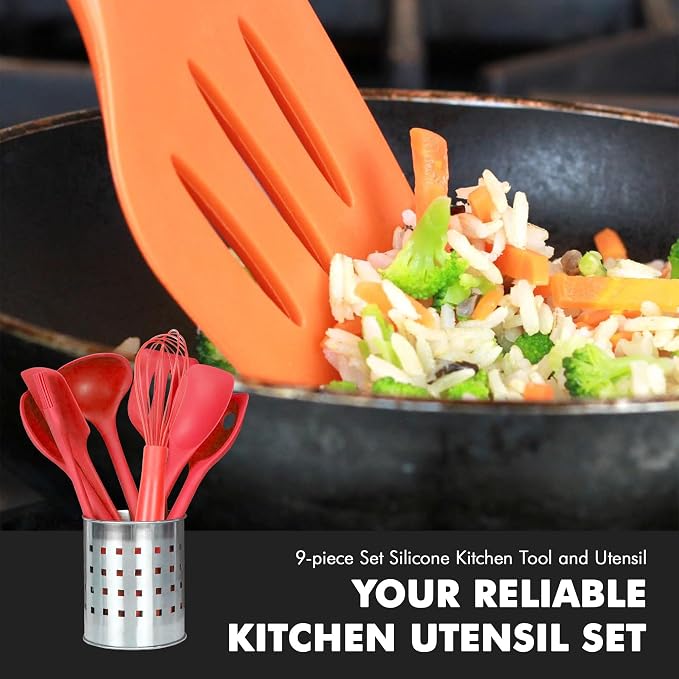 Chef Craft Premium Silicone Kitchen Tool and Utensil Set, 9 Piece - Image 5