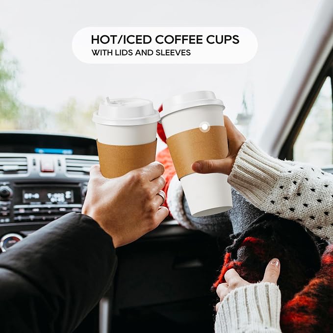 JOLLY PARTY 16 oz Paper Coffee Cups, Disposable Paper Coffee Cup - Image 5