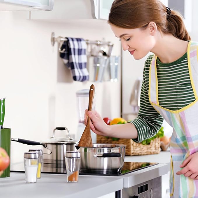 5 PCS Wooden Cooking Utensils Set, Kitchen Utensils Set, Wooden Spoons - Image 5