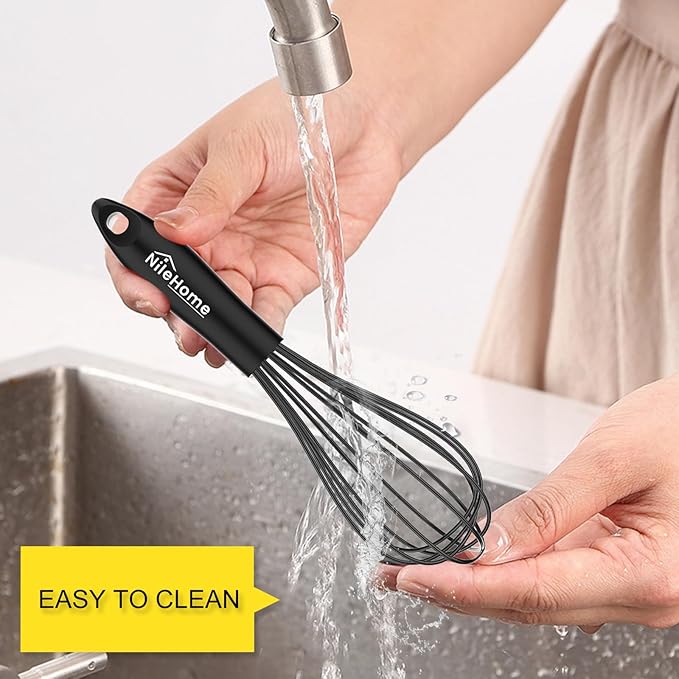 NileHome Silicone Whisk Set 8" 10" Kitchen Whisk Kitchen Wisk Wire Whisks - Image 6
