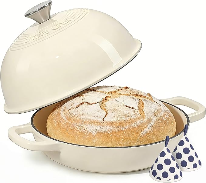 Enameled Round Cast Iron Bread Oven, 6 Qt Cast Iron Dutch Oven by UmiteChef