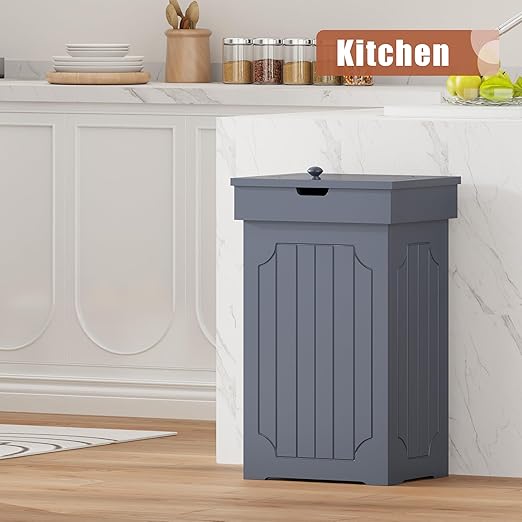Function Home Trash Can Cabinet, 13 Gallon Kitchen Garbage Can, Wood Recycling - Image 2