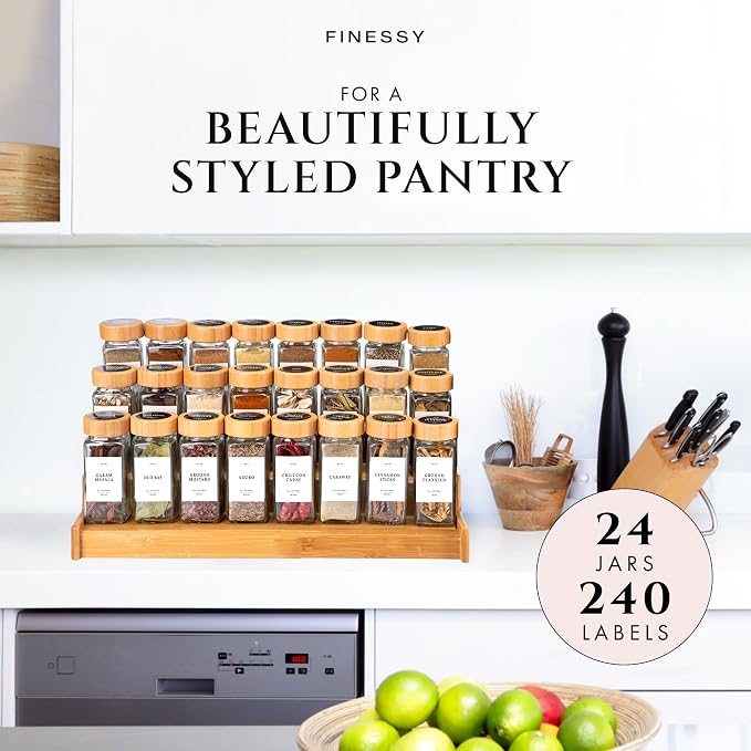 FINESSY Bamboo Glass Spice Jars - Image 3