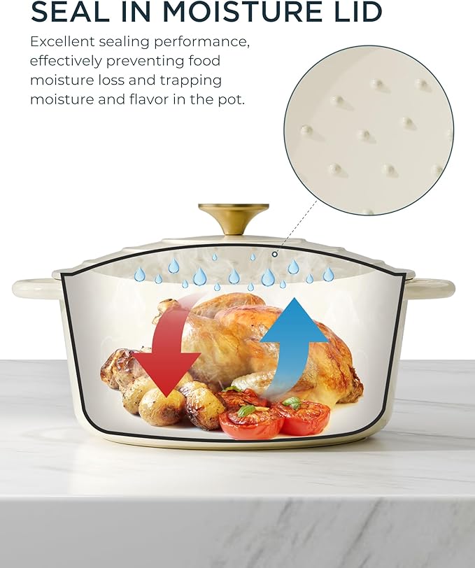 Enameled Cast Iron Dutch Oven - 6QT Pot - Heavy-Duty Cookware - Image 3