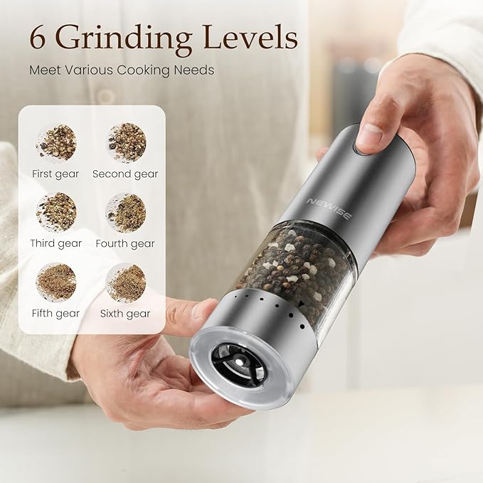 Newise Electric Salt and Pepper Grinder Set - Image 2