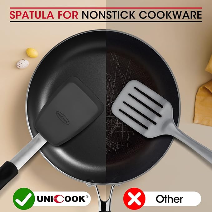 Unicook 2 Pack Flexible Silicone Spatula, 600F Heat Resistant, Crepes and More - Image 4