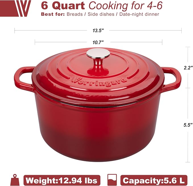 VORRINGARD Enameled Cast Iron Dutch Oven Pot - Image 2