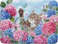 Cute Cat Dish Drying Mats for Kitchen Counter Hydrangea Floral Absorbent Drying by Giwawa