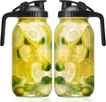 Glass Mason Jars Pitcher 64 Oz Pour Spout Lids & Handle Wide Mouth Airtight by Liuruiyu