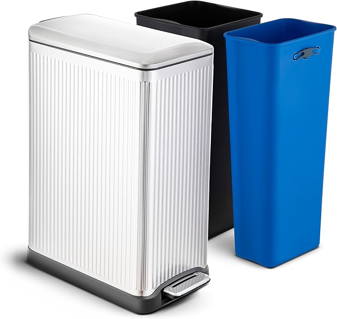 Home Zone Living 13 Gallon Dual Compartment Step Trash Can by HomeZoneLiving