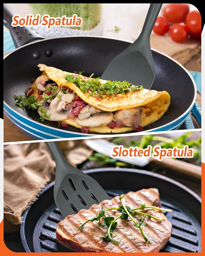 Pack of 2 Silicone Spatula, Non Stick Cooking Utensil Set Wooden Handle Kitchen - Image 4