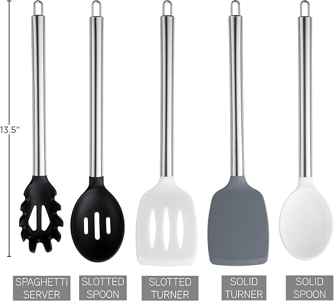 COOK WITH COLOR Silicone Cooking Utensils, Kitchen Utensil Set, Cooking Utensils - Image 4