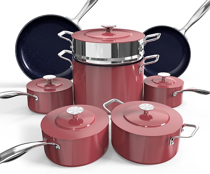Nuwave Lux 13pc Forged Lightweight Cookware Set PFAS Free, Healthy G10 Duralon by NuWave