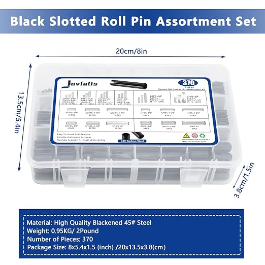 370 Pcs Roll pin Assortment, SAE Roll Pin Set, Slotted Spring Pins, Steel Split - Image 6