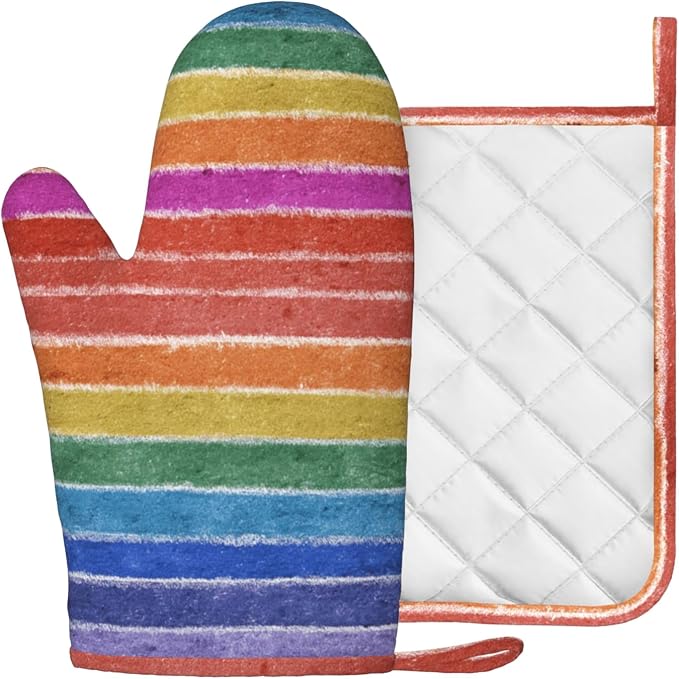 Colorful Graffiti Oven Mitts and Pot Holders Sets Rainbow Silicone Heat - Image 2