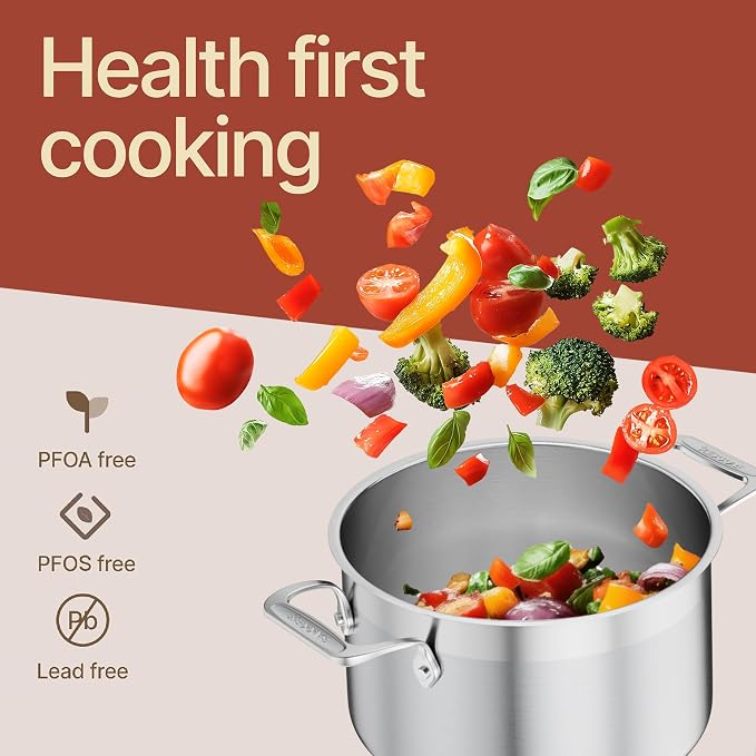 Stainless Steel Stockpot with Lid 5 Quart, Durable 18/8 Stainless Steel - Image 4