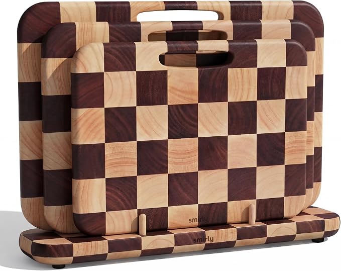 SMIRLY Wooden Cutting Boards for Kitchen, Double-Sided Cutting Board by Smirly