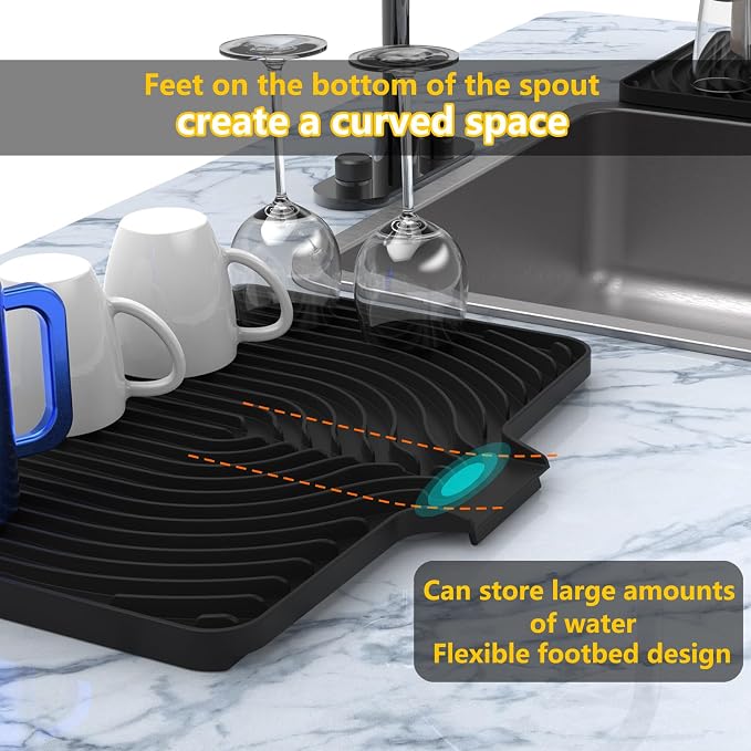 Silicone Dish Drying Mat for Kitchen Counter, Dish Drying Rack Matt - Image 4