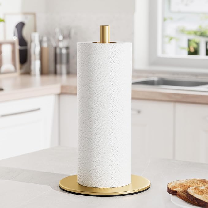 Gold Free-Standing Paper Towel Holder, Premium Stainless Steel Towel Holder - Image 2