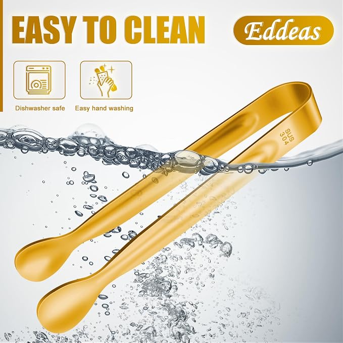 12PCS Mini Tongs For Serving, 2 Sizes 6 & 4 Inch Ice Tongs Mini Gold Sugar - Image 7