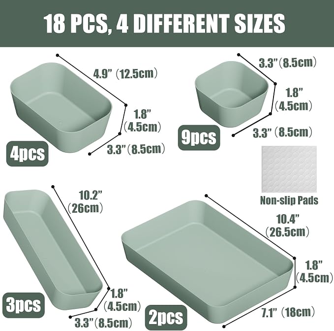 Plastic Drawer Organizers, Bathroom and Vanity Organizer Plastic Tray, Makeup - Image 2